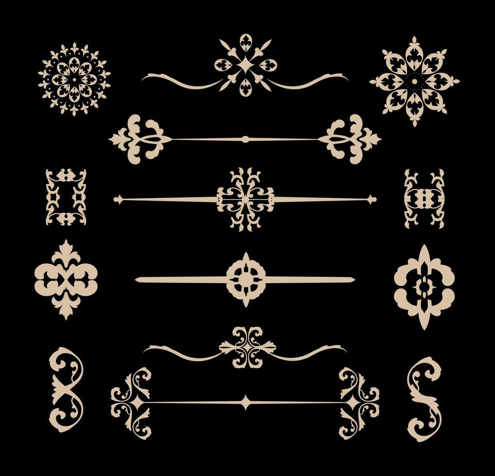 Art ornaments collection in vintage style vector
