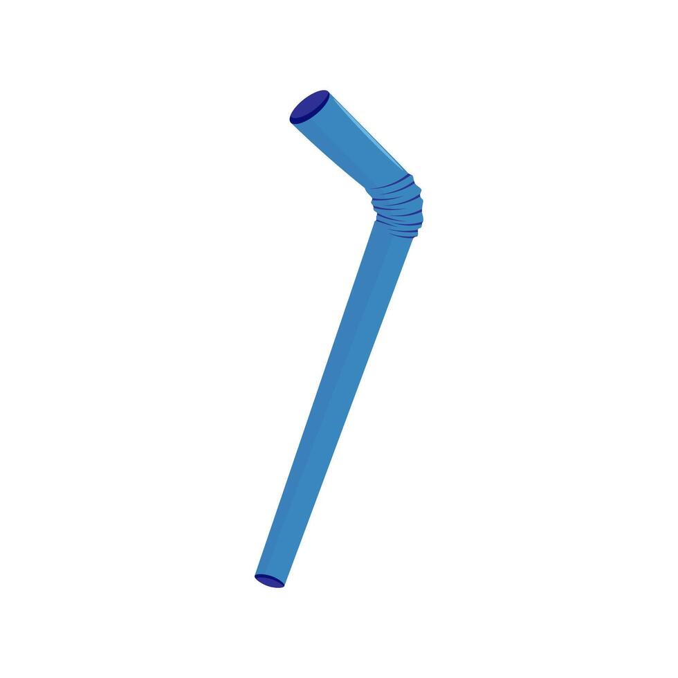 Blue bent straw in cartoon style vector