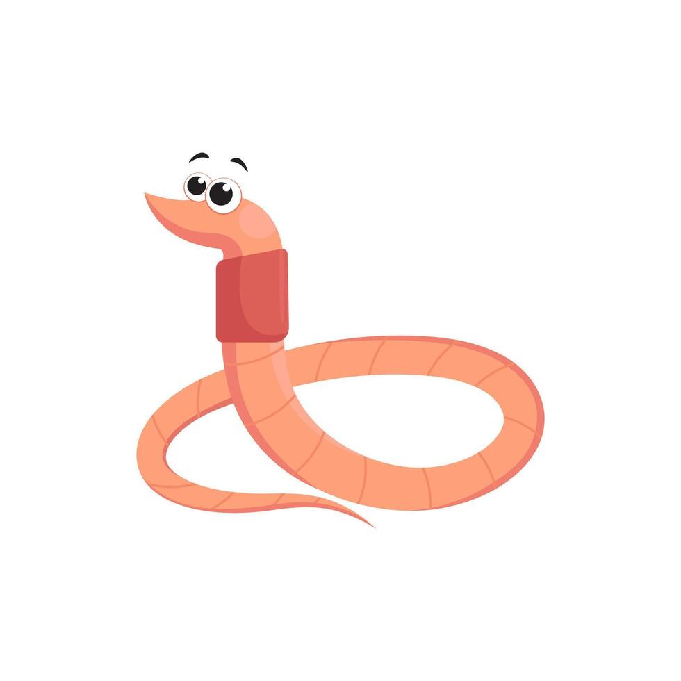 Cute worm character in cartoon style vector