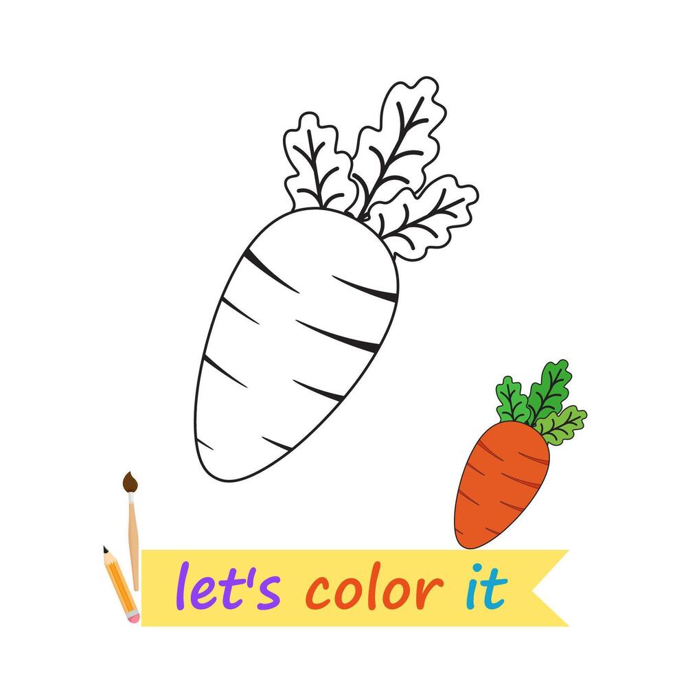 Carrot coloring picture for children's coloring book vector