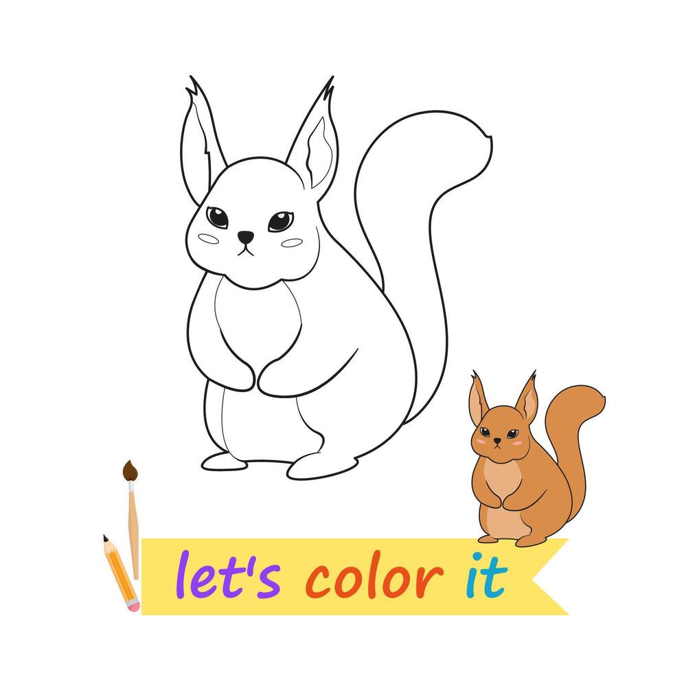 Squirrel object to trace and color for children's coloring book vector