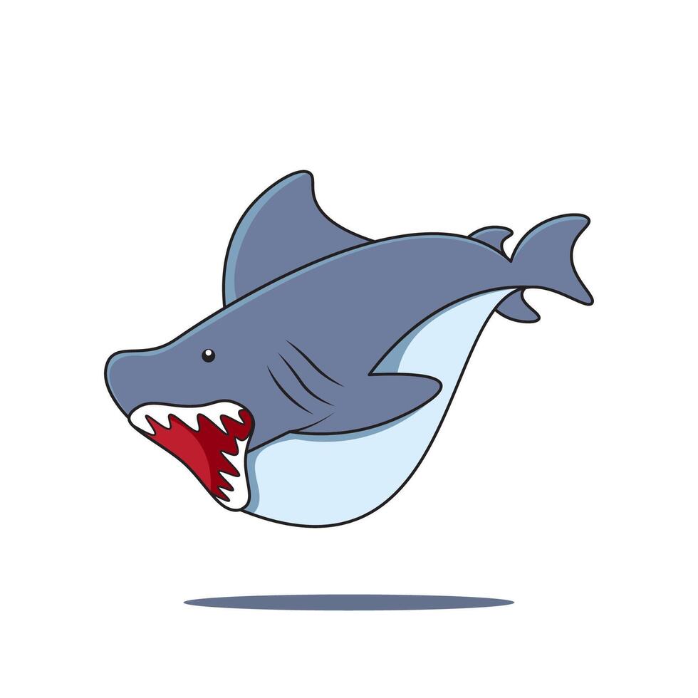Big shark with sharp teeth in cartoon style vector