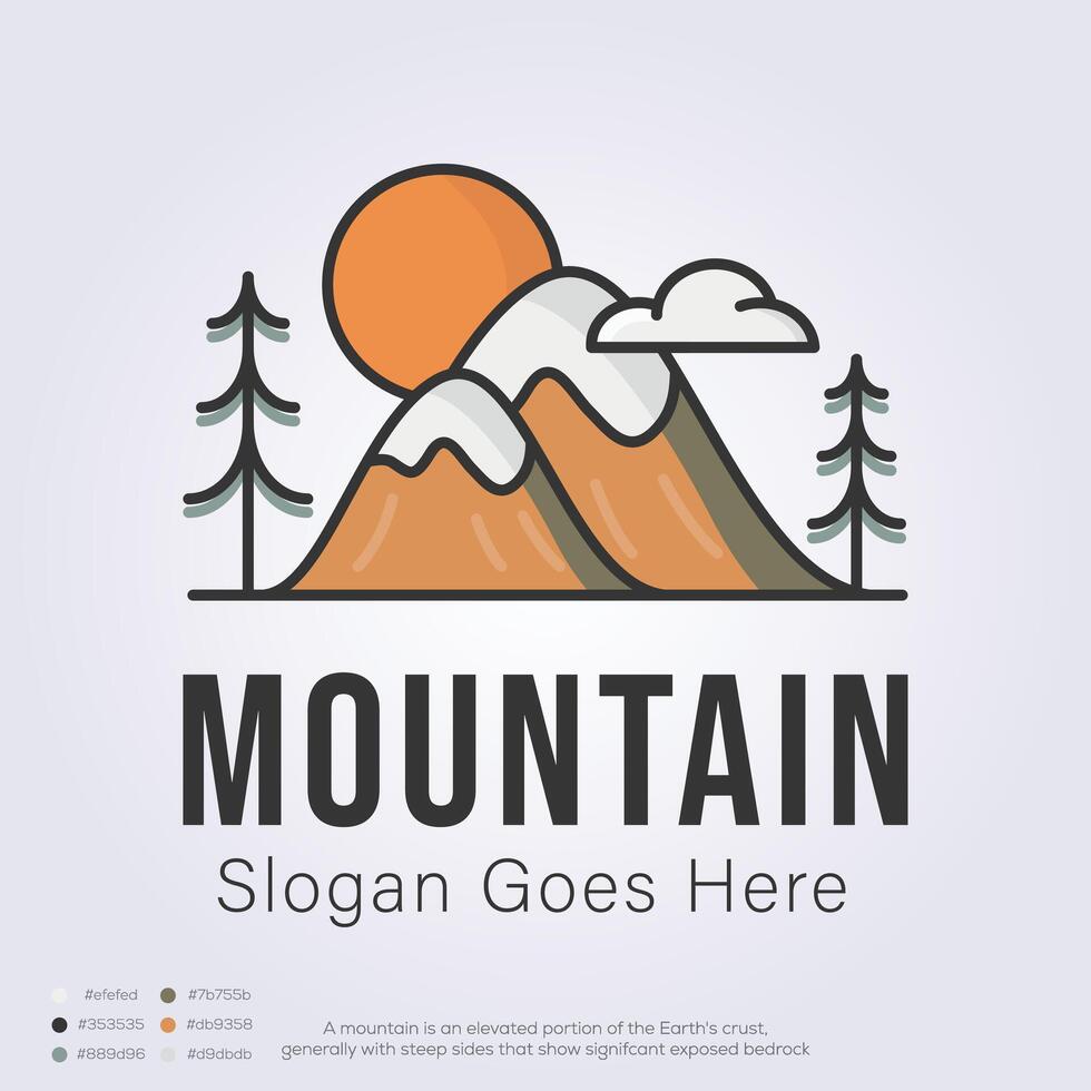 modern minimalist mountain logo icon symbol illustration design. outdoor adventure logo design vector