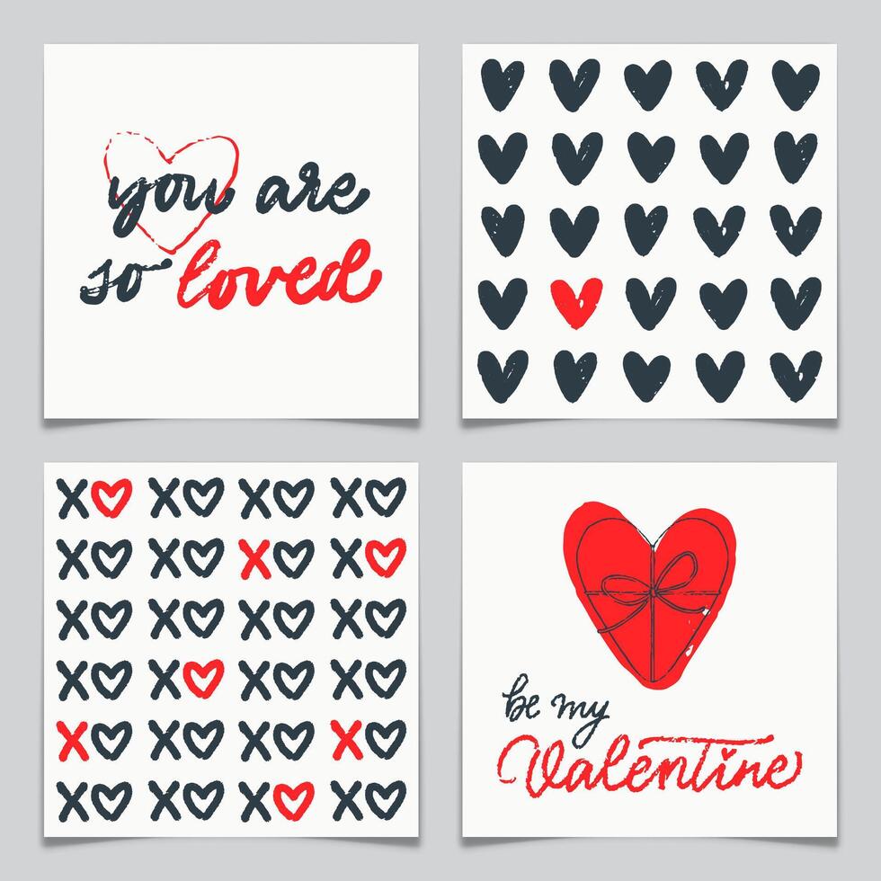 Set of Minimalistic Valentines Day Cards. vector