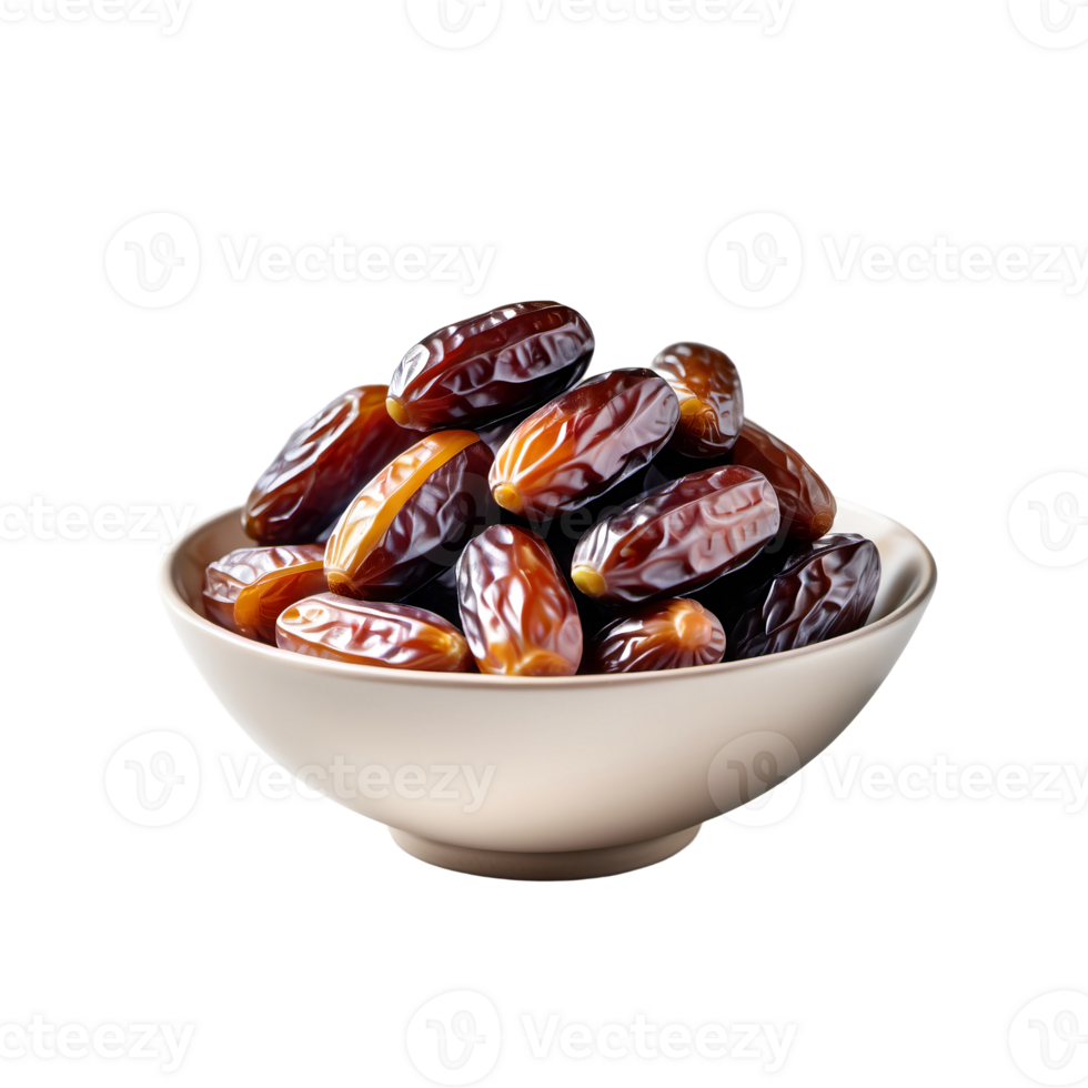 Dates palm on a plate on isolated background. png