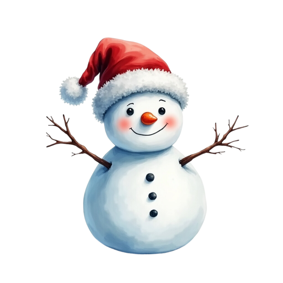 snowman with a santa hat png