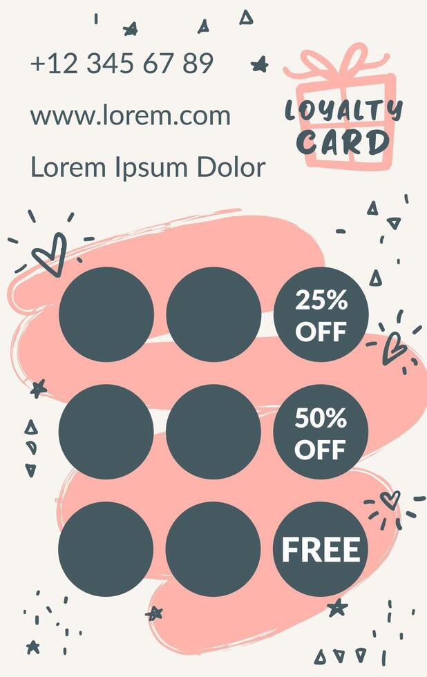 Pastel Loyalty Card with Numbered Slots vector