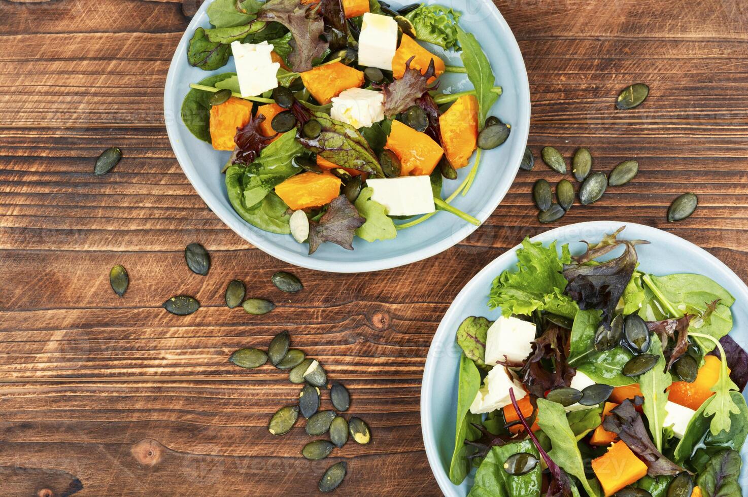 Tasty salad with feta and Hokkaido pumpkin photo