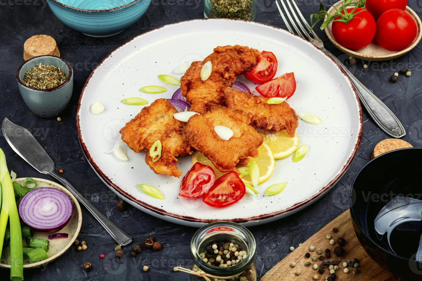 Diep-fried cod fish pieces photo