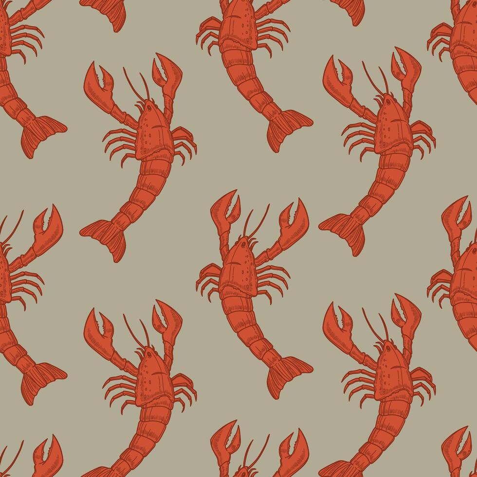 Red Lobster Seamless Pattern vector