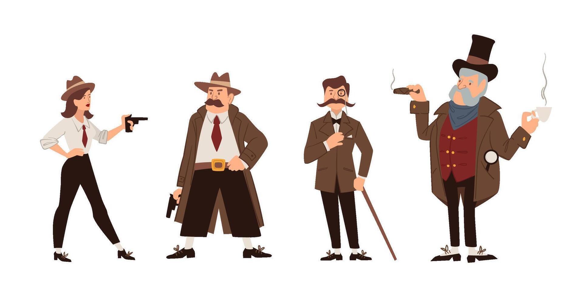 Vintage Style Fashionable Characters vector
