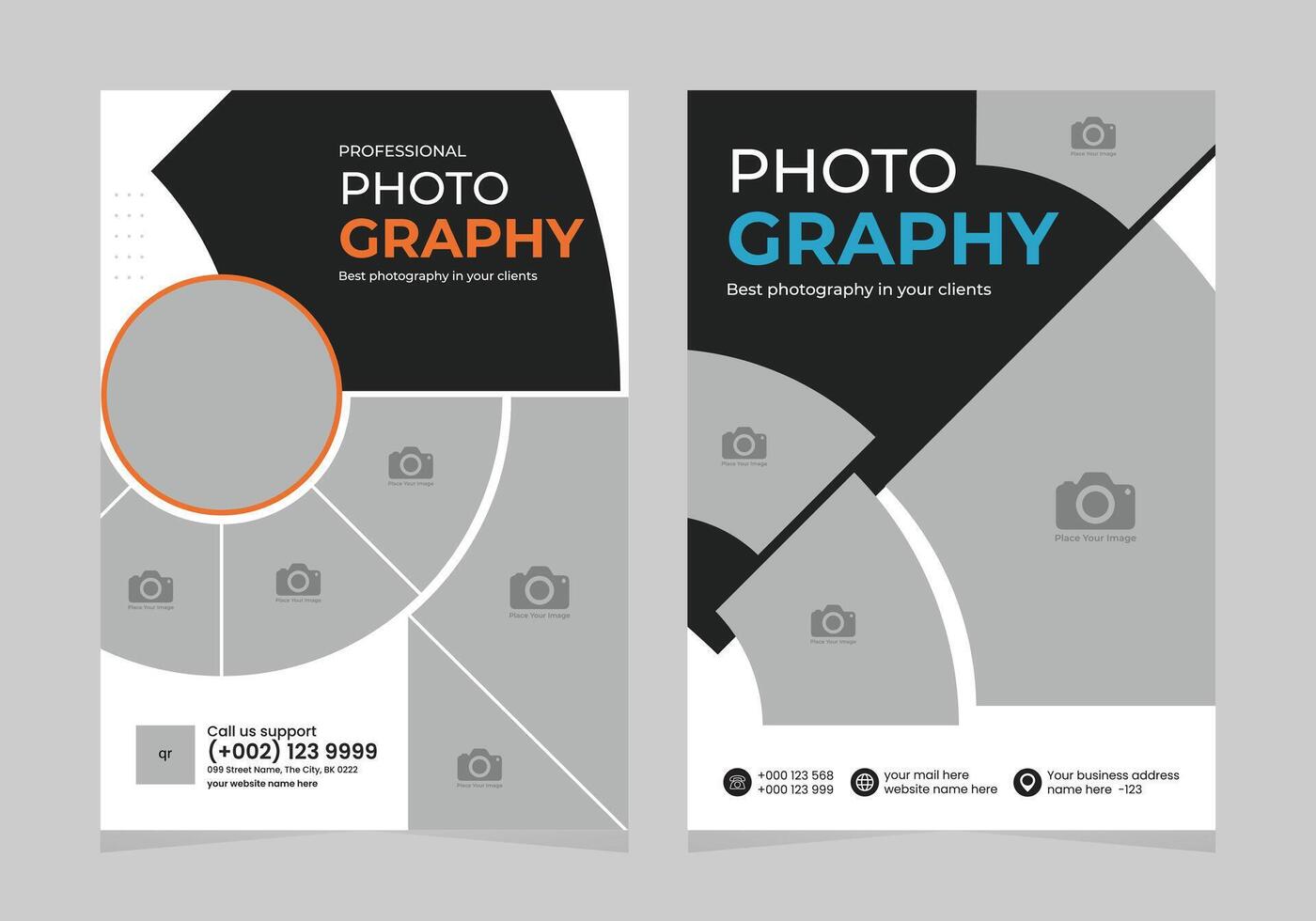 photography flyer template design, premium style photo collection vector