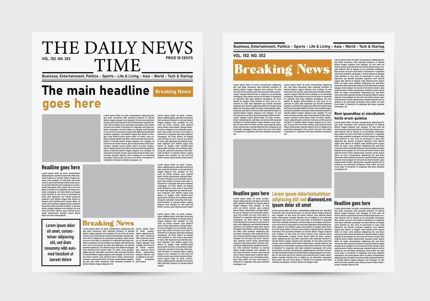 daily newspaper design graphical layout template vector