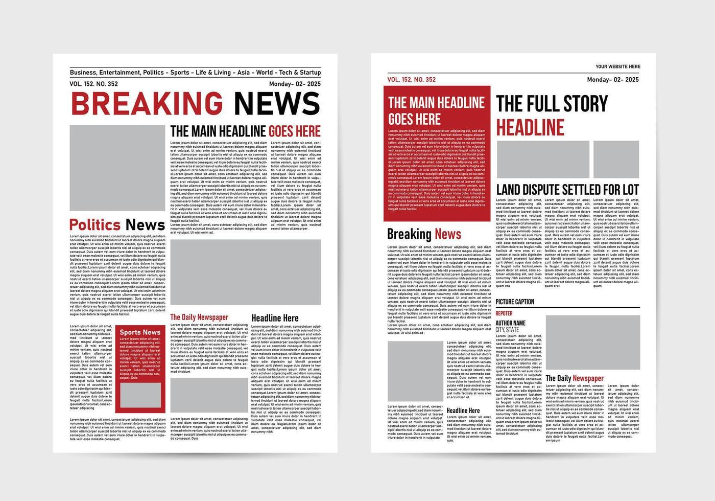 newspaper design template with breaking news vector