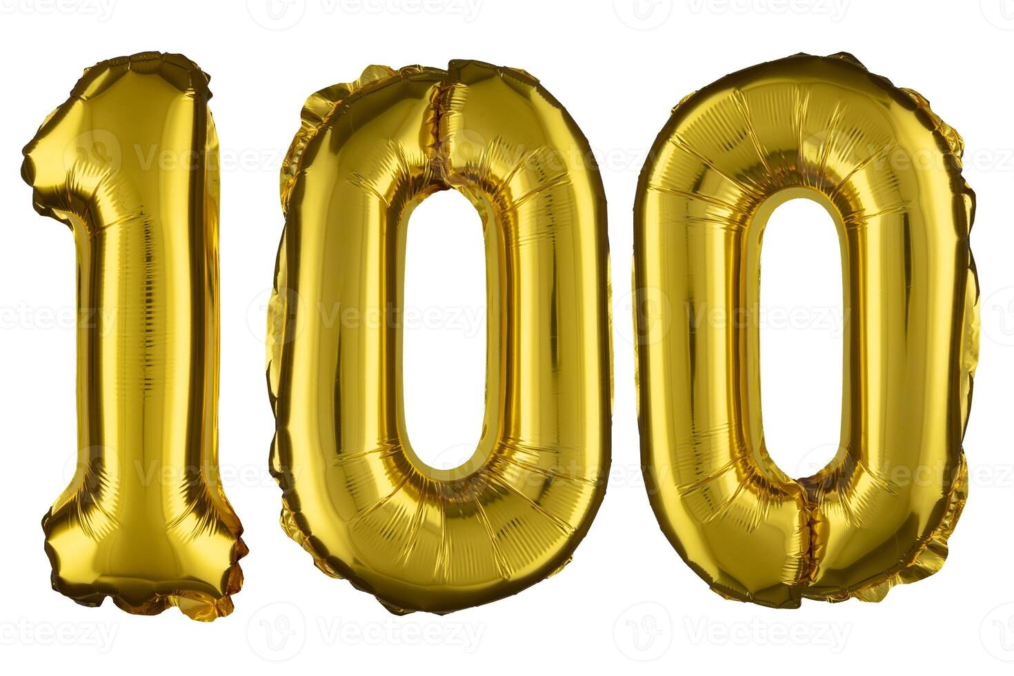 Helium gold balloon number one hundred 100 isolated on white. photo