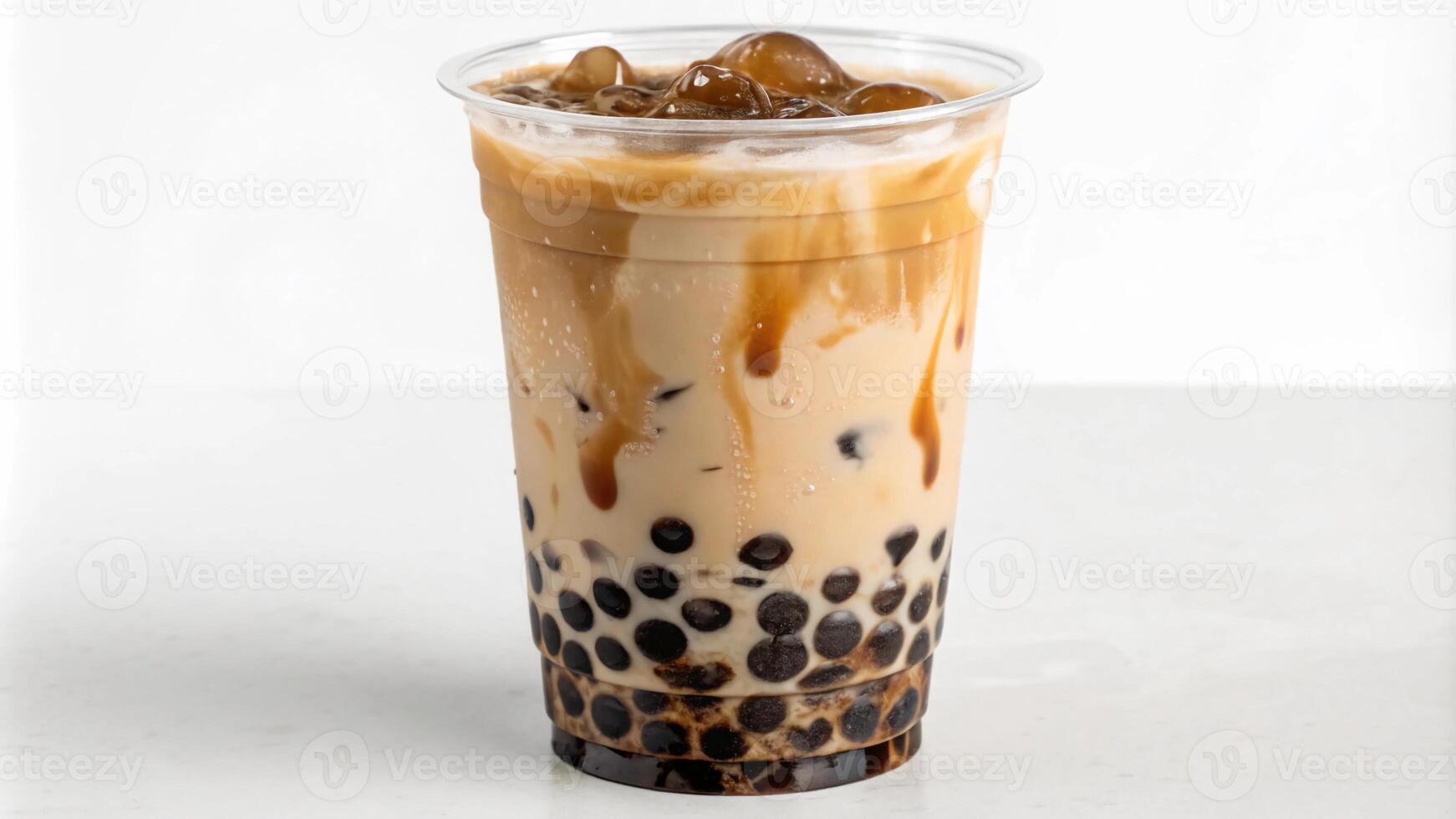 An iced coffee with black beans and ice photo