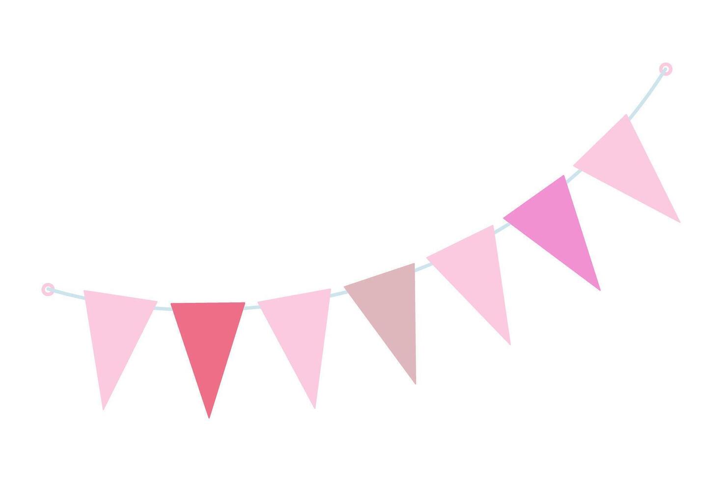 Triangular Pennant garland on string in trendy pale shades. Party Decorative design element concept. Isolated illustration Greeting cards, posting, blog or web promo, banners, price tag, labels vector