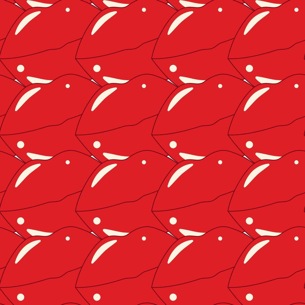 Lips Seamless Pattern in trendy red St Valentine Day Abstract Background Texture In Minimalist Style. Isolated illustration Wallpaper, wrapping, or web promo banner, greeting or invitation card vector