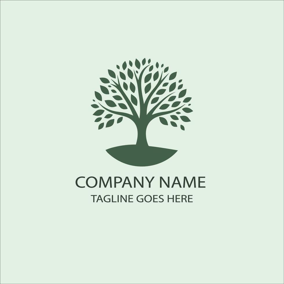 Green tree logo hand drawn illustration artwork vector