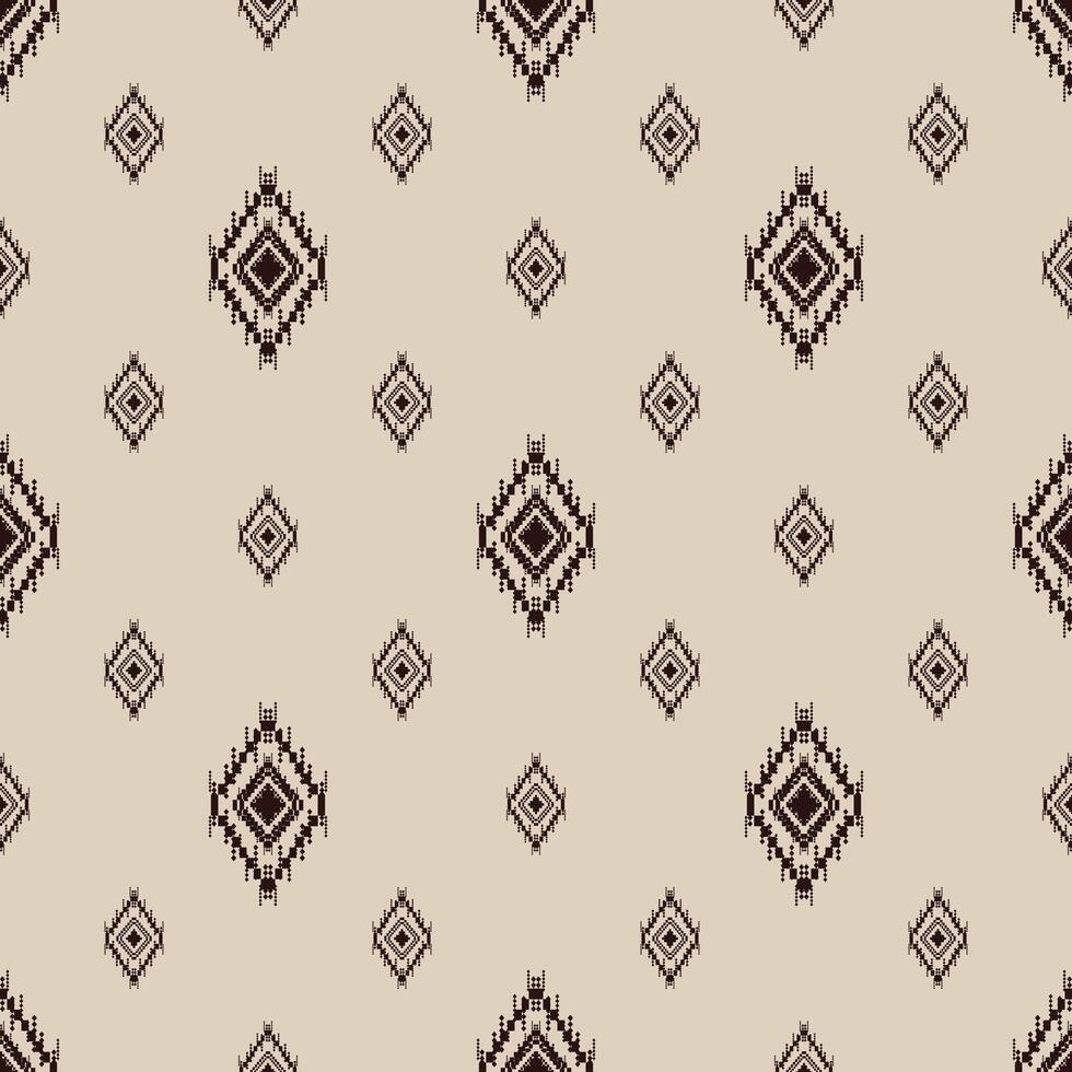 Motifs African boho paisley Floral Ikat pattern embroidery border. black diamond motifs on beige background. vector