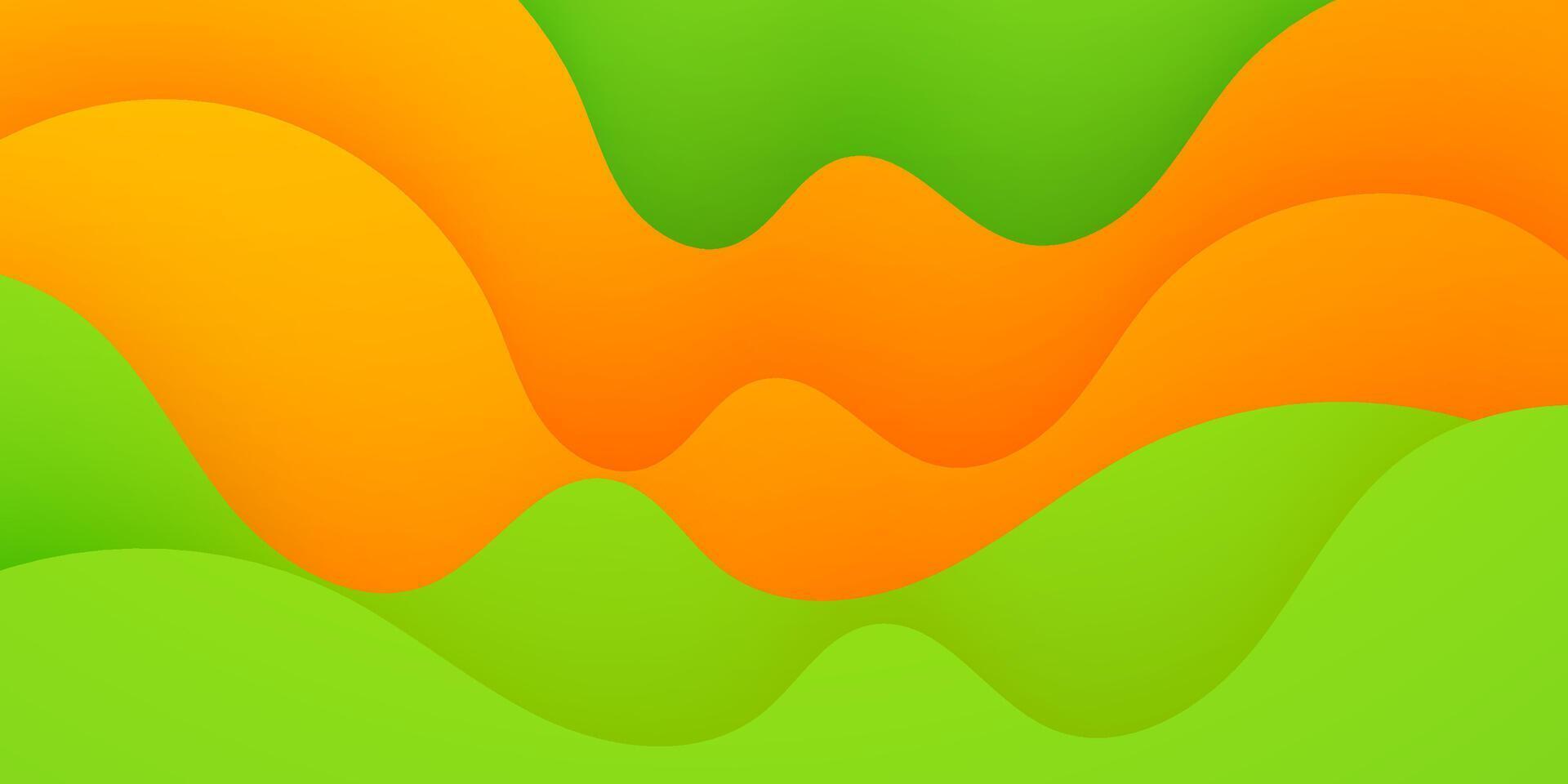 Simple abstract 3D background with colorful orange and green wave pattern design. vector