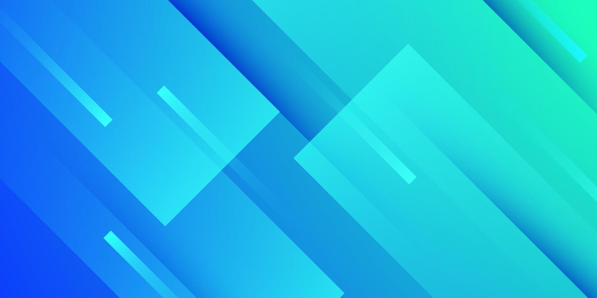 Abstract 3d bright blue and green gradient illustration background with simple overlap square shape pattern. Cool design. vector