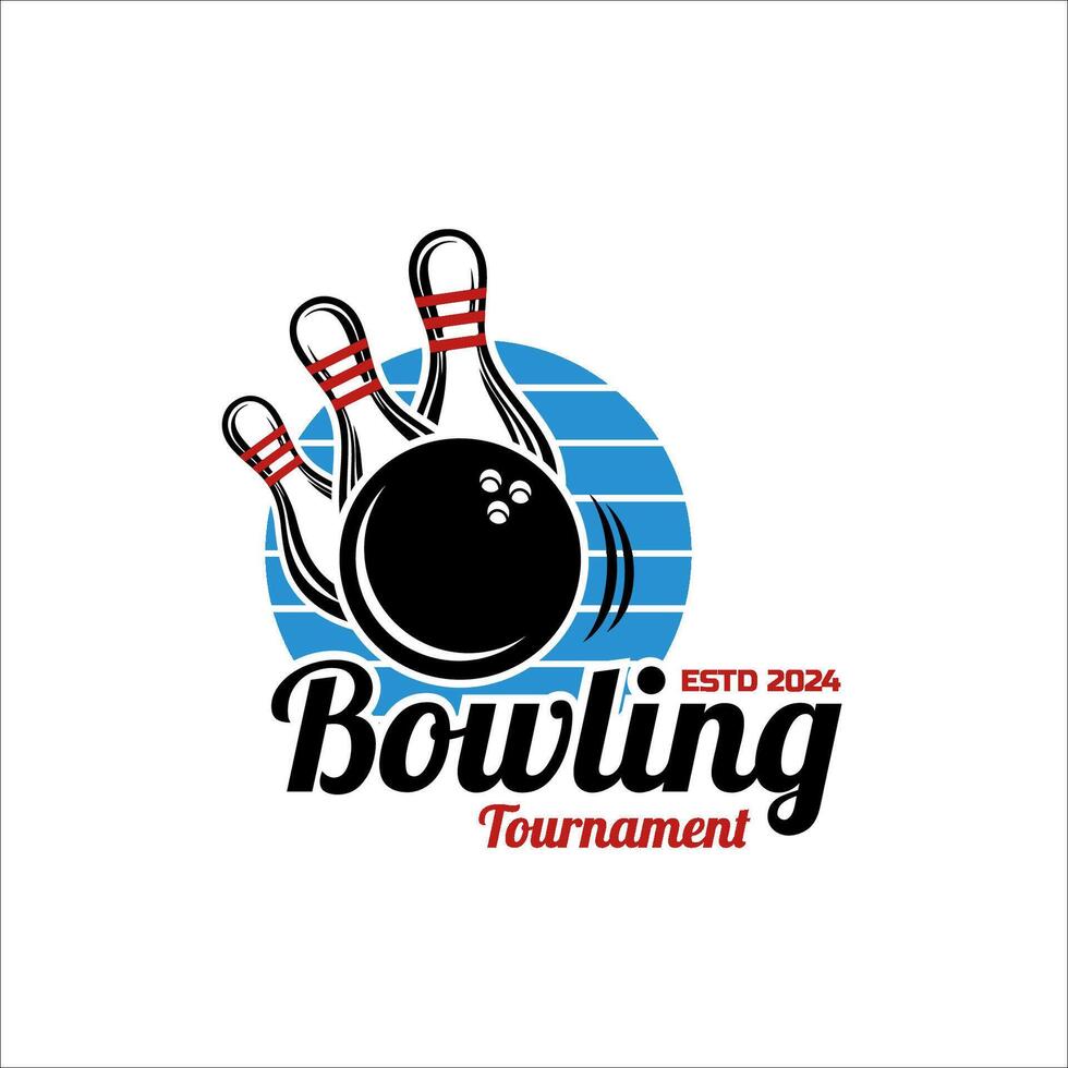bowling logo design illustration. this logo suitable for sport community tournament and especially in the fields related to bowling vector