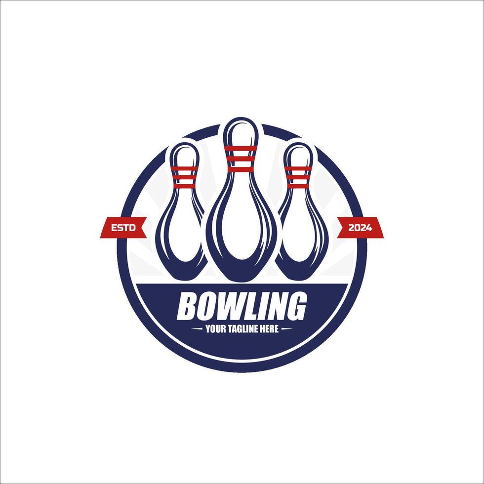 Bowling Sports Club Logo Bowling Ball And Pin Design Tournament Template vector