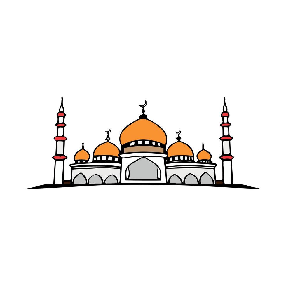A colorful mosque icon line airt illustration vector