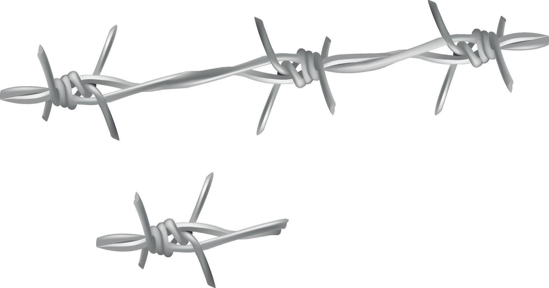 Metallic barbed wire segments symbolize security, danger, and restricted areas vector