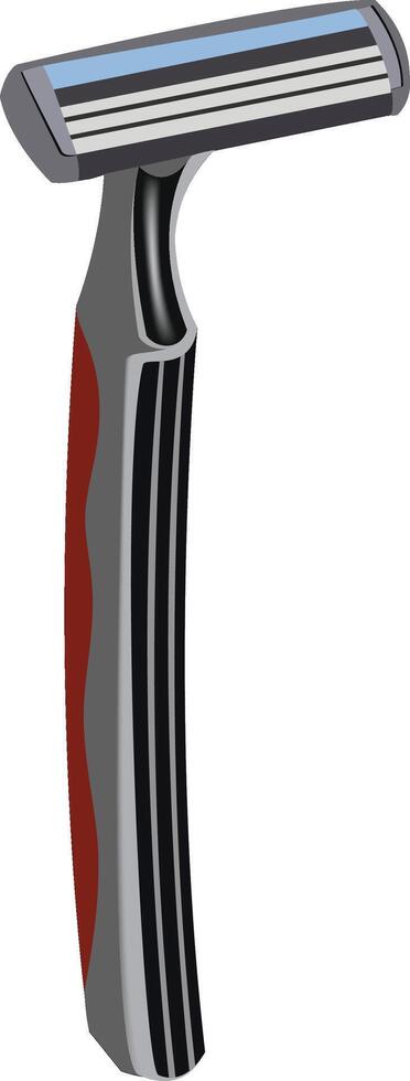 A razor with a red handle and black blade vector