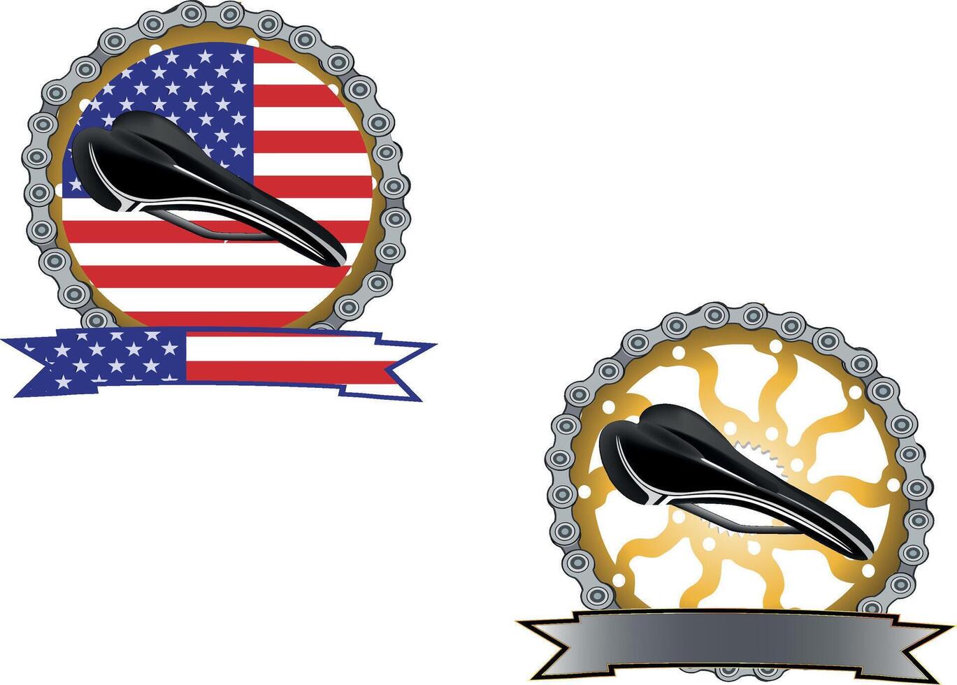 Two different bird emblems with the american flag and the usa flag vector