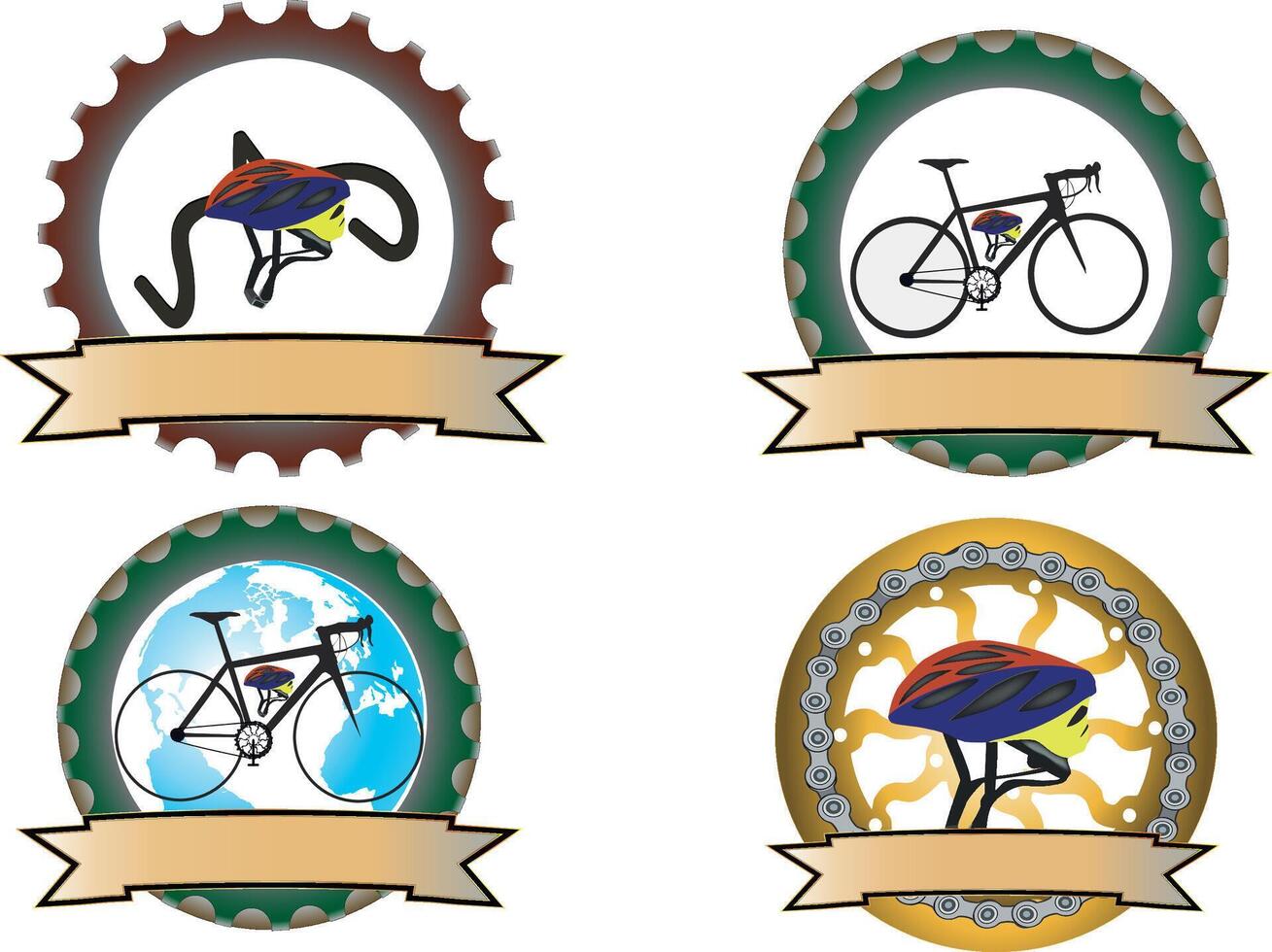 Four bicycle badges with different designs vector
