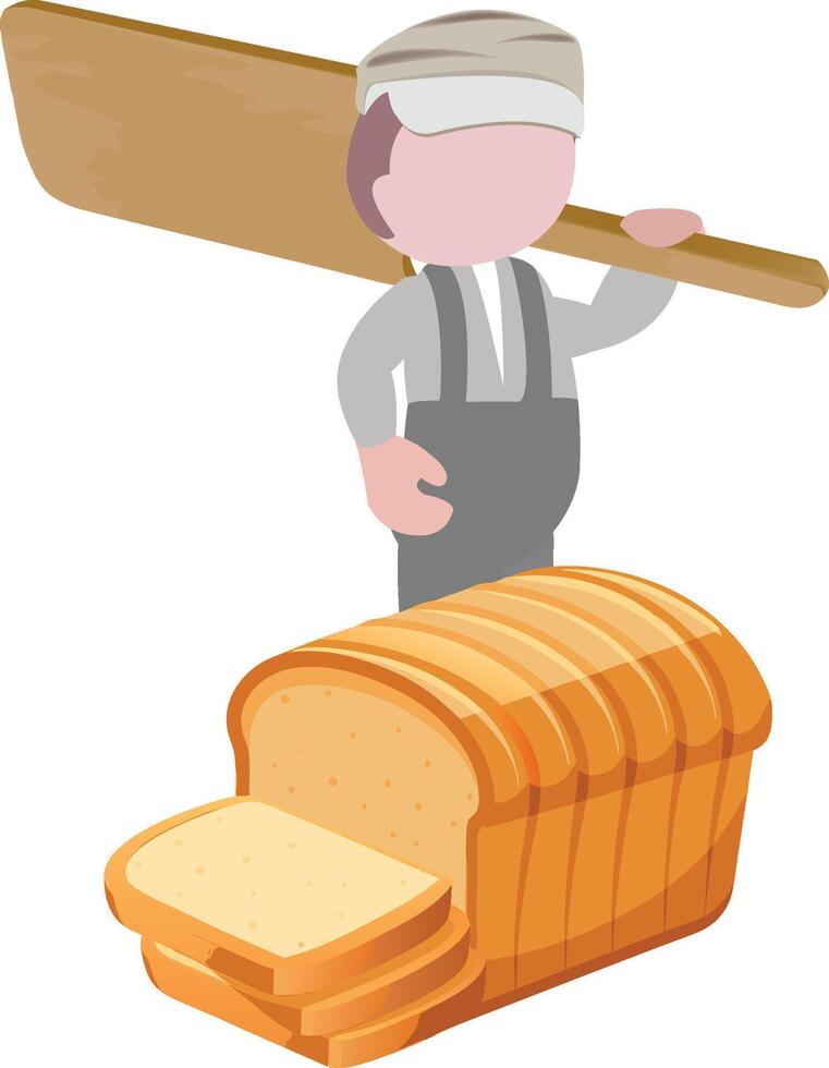 A cartoon man carrying a loaf of bread vector