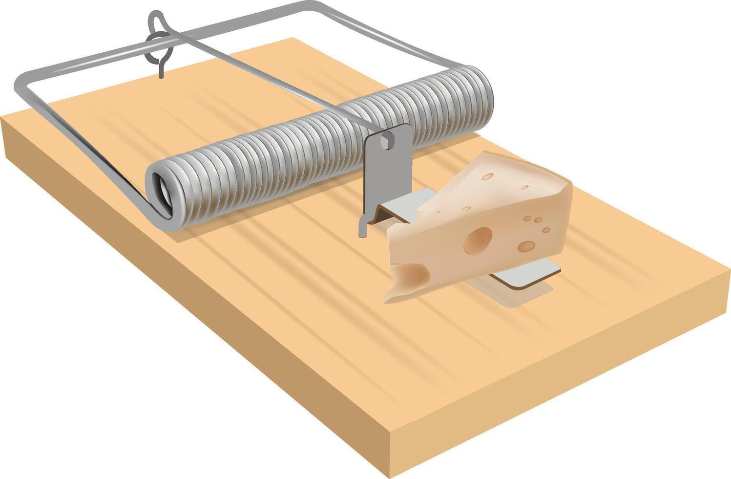 Mousetrap with cheese bait waiting for rodent prey vector