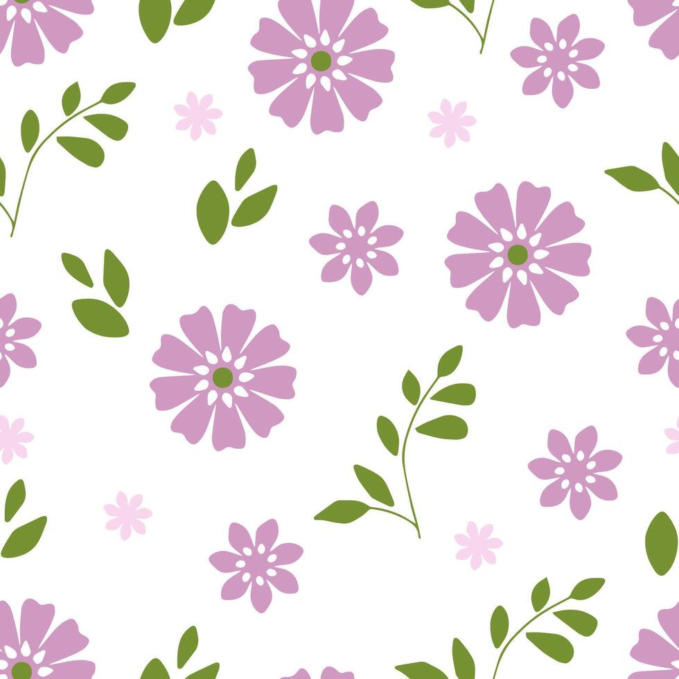Seamless, spring patern with lilac flowers on a white background vector