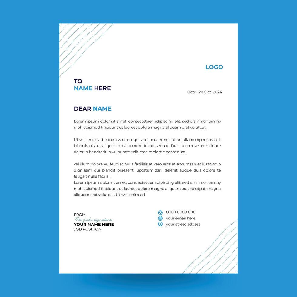 Clean Minimalist and Professional modern letterhead design template vector