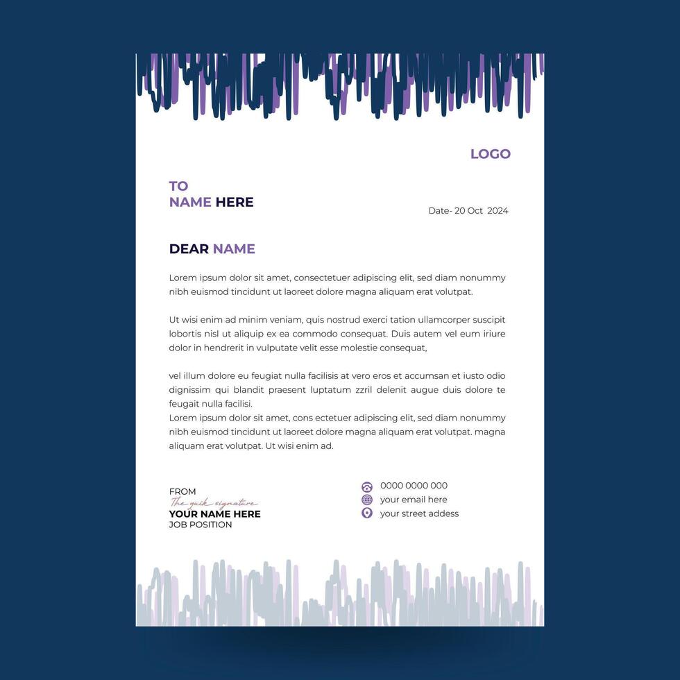 Clean Minimalist corporate letterhead template design with bloue color vector