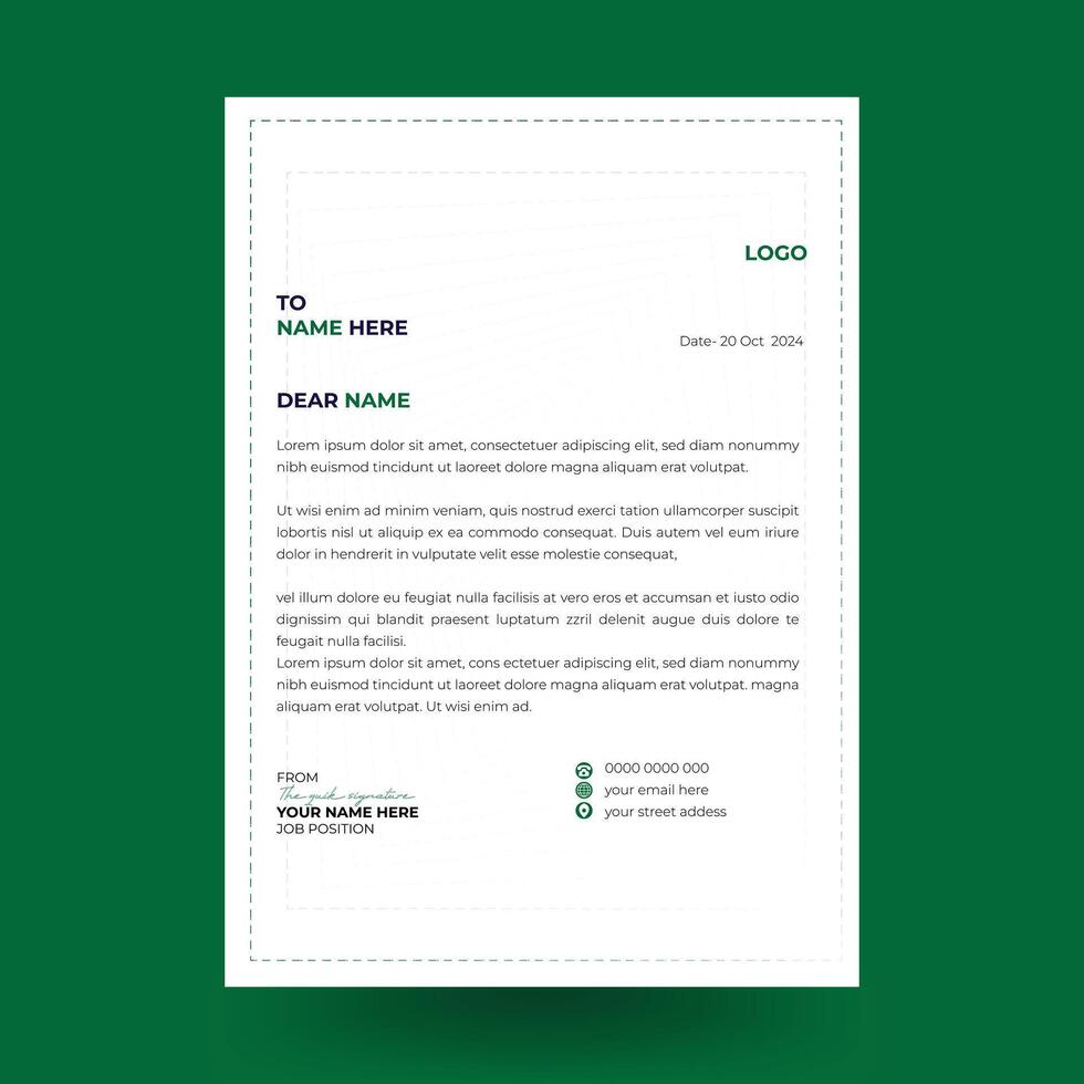 Modern Letterhead Design with green color Template vector