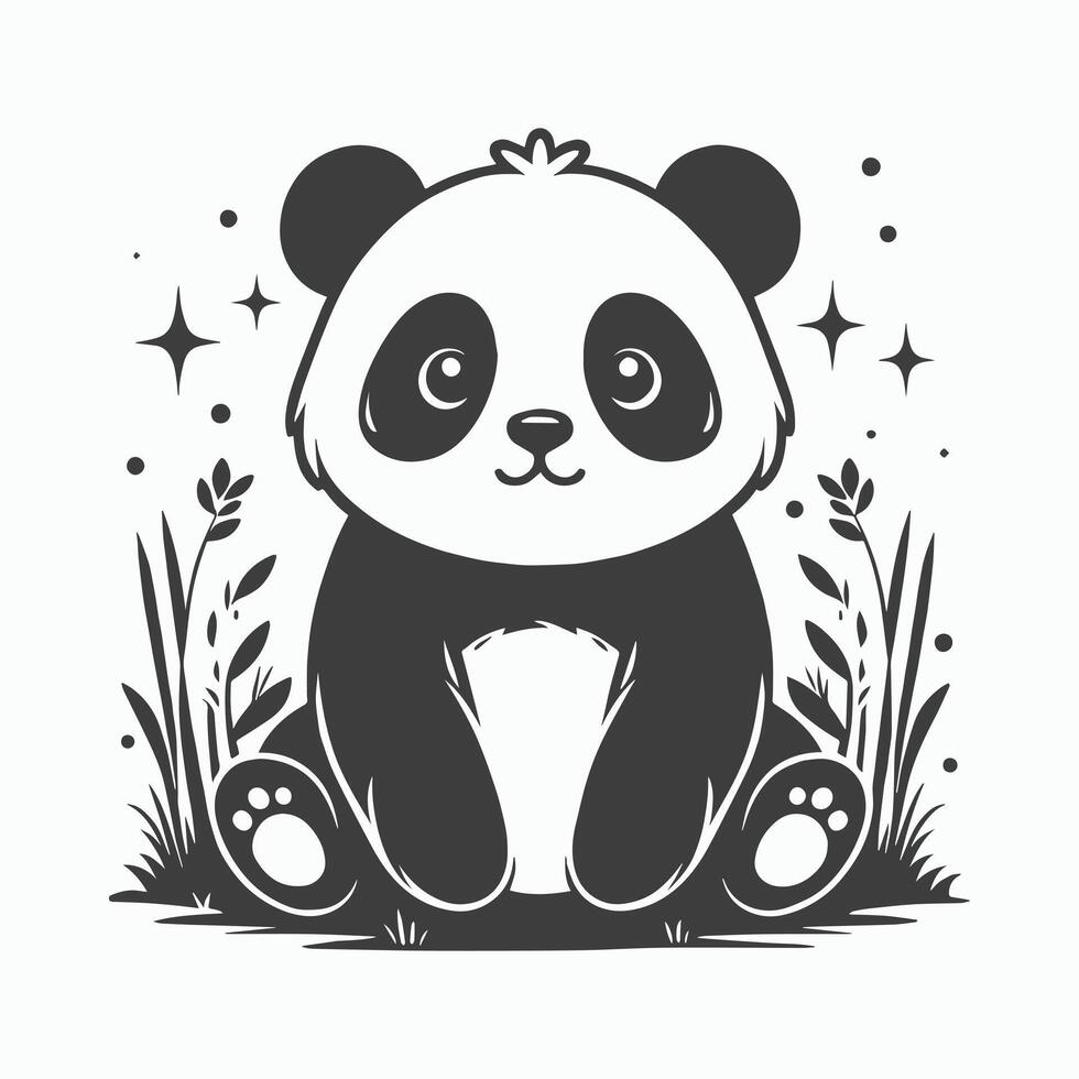 New Year's Day Panda Silhouette on a white background vector