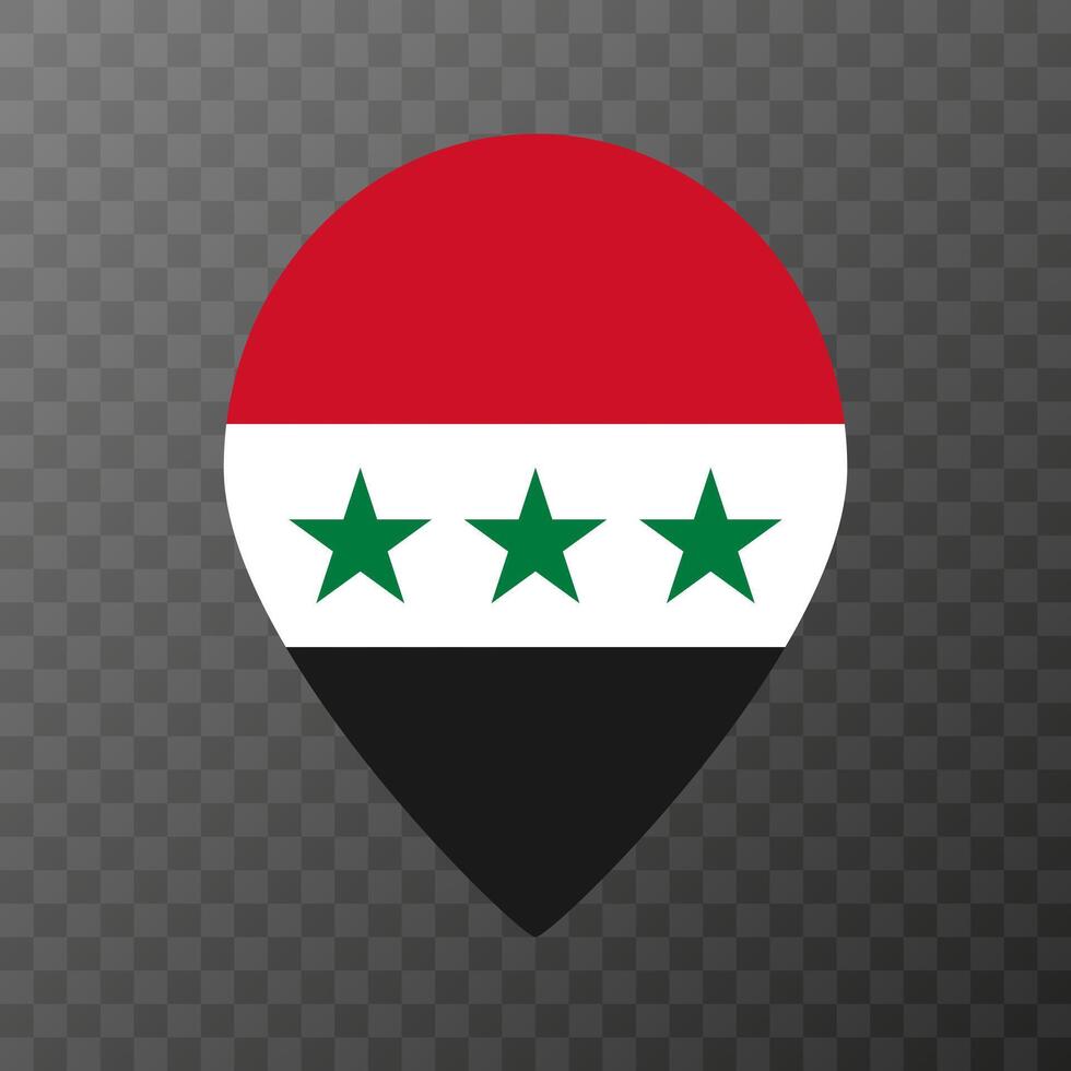 Map pointer with Syria flag inside. illustration. vector