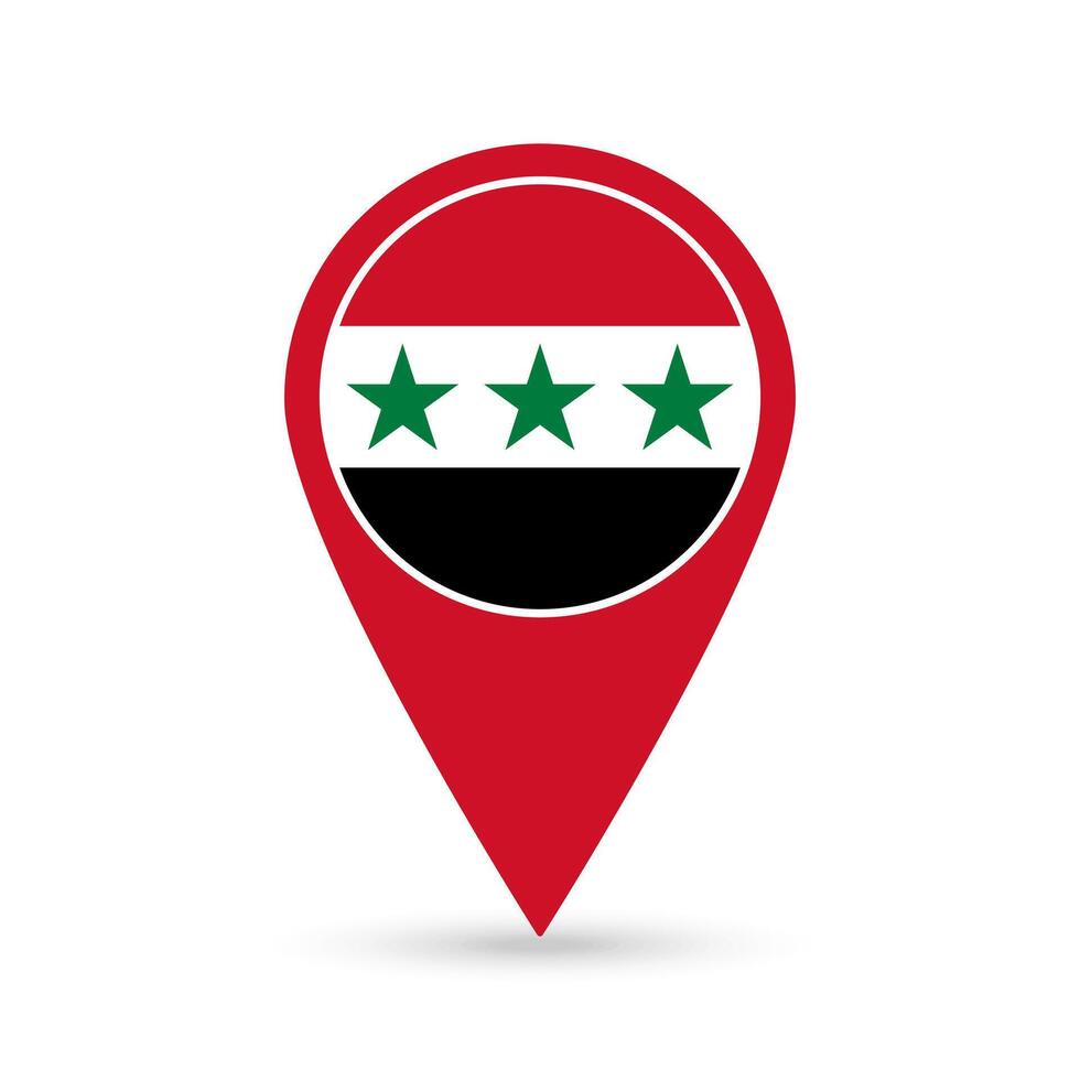 Map pointer with Syria flag inside. illustration. vector