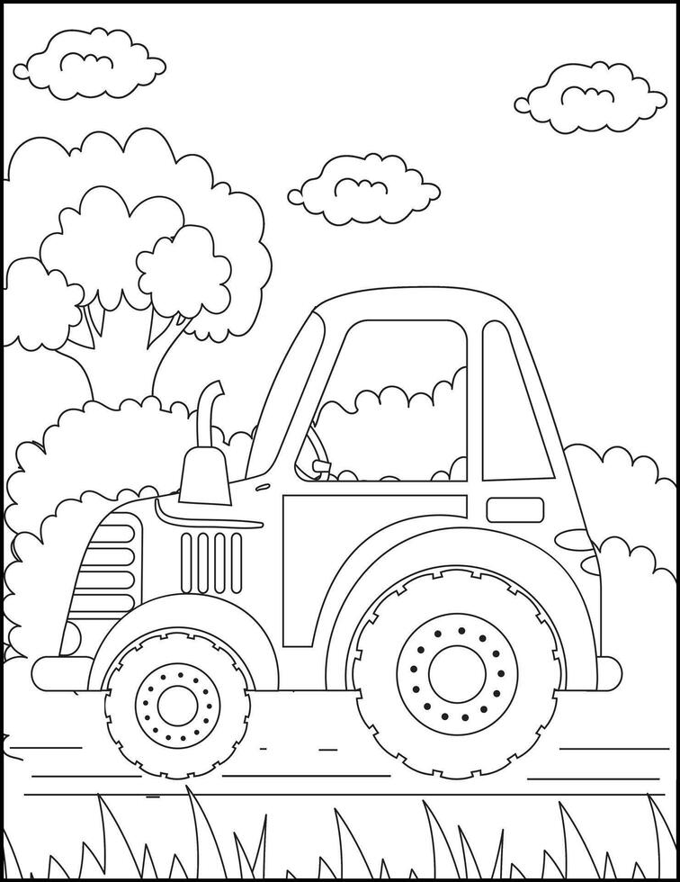 Tractor coloring pages for kids coloring book vector