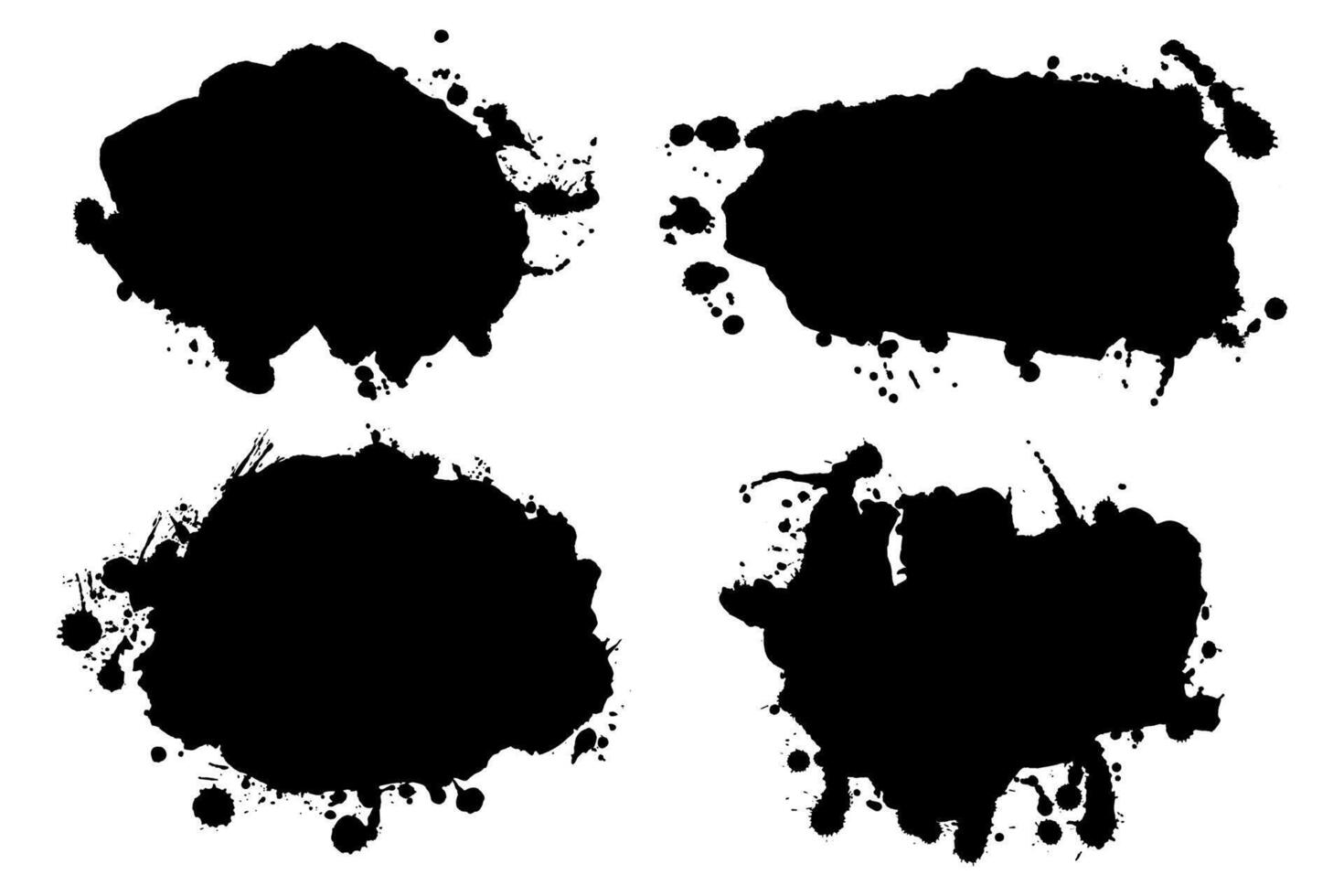 Creative Black Ink Splatters and Drips for Modern Grunge Banners and Websites. Ink splashes banners set with drops blots and spray stains. vector