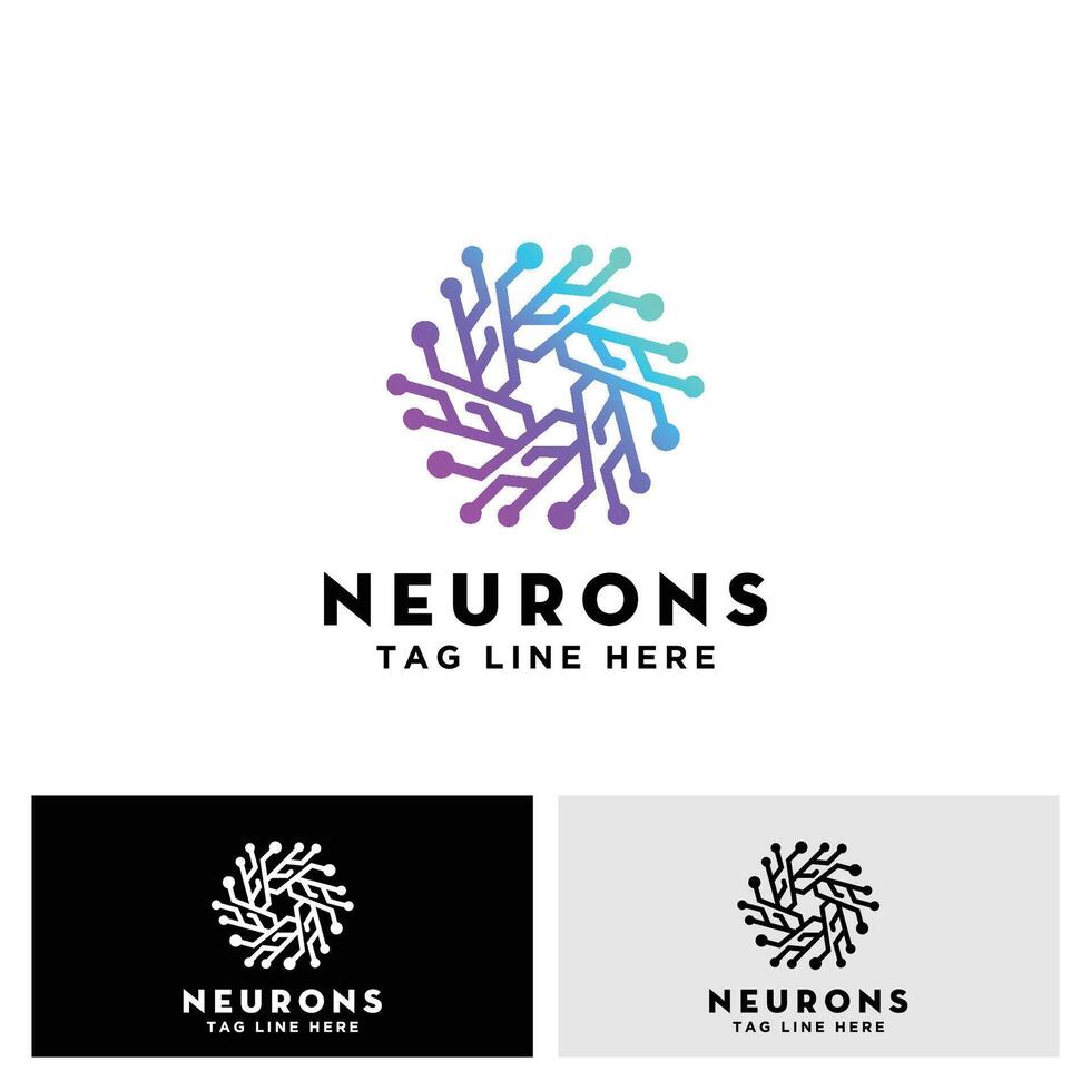 abstract Neuron logo or nerve cell logo design inspiration or circuit line dot symbol connecting, molecule neuron logo. clinic logoWeb vector