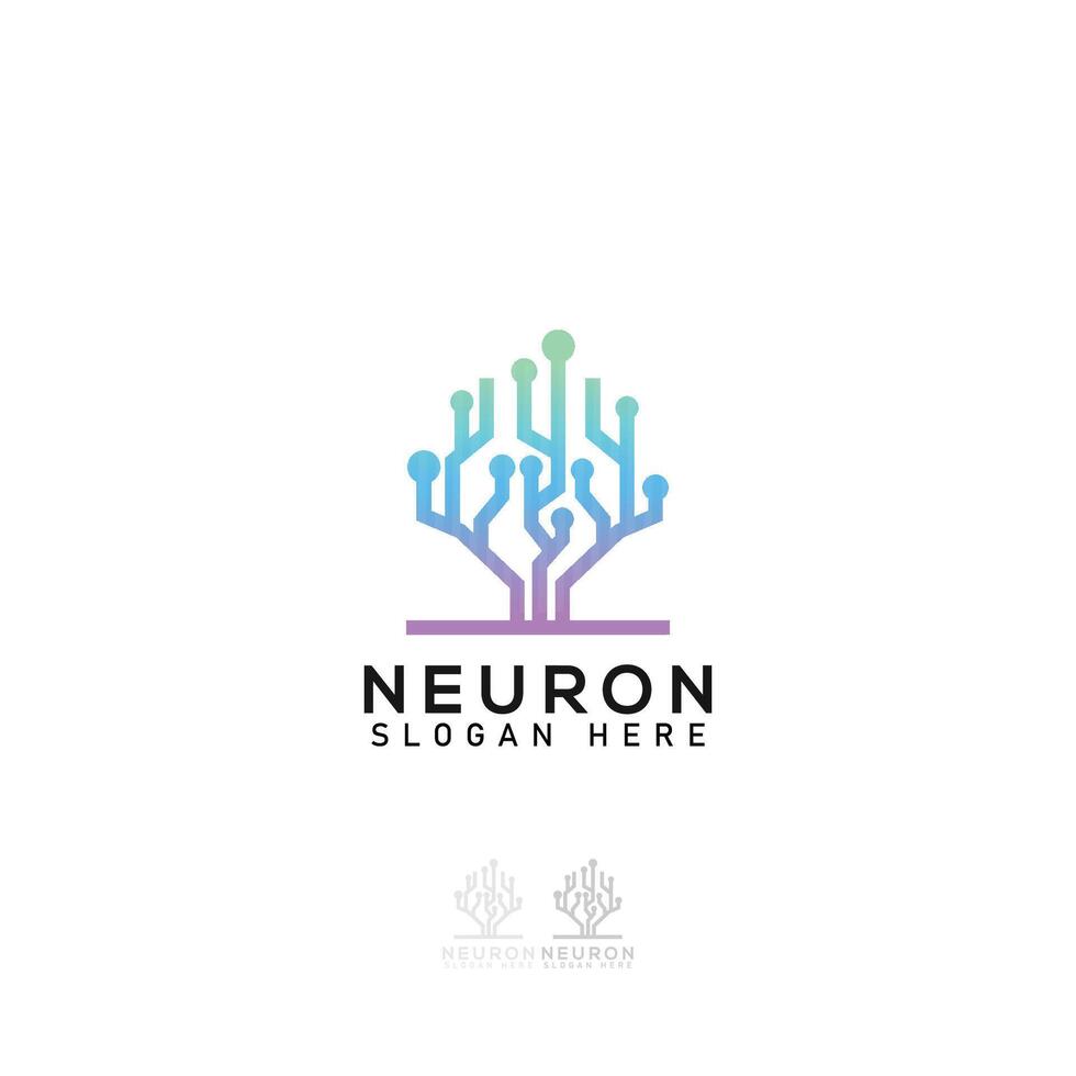 Neuron Nerve Cell or connect line circuit dot symbol logo design inspiration. neuron tech logo concep vector