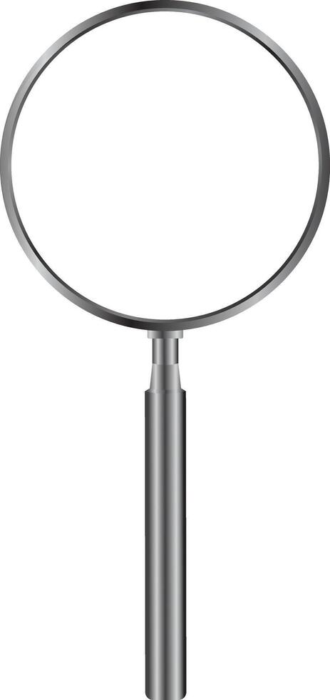 magnify glass in aluminum color in transparent background vector