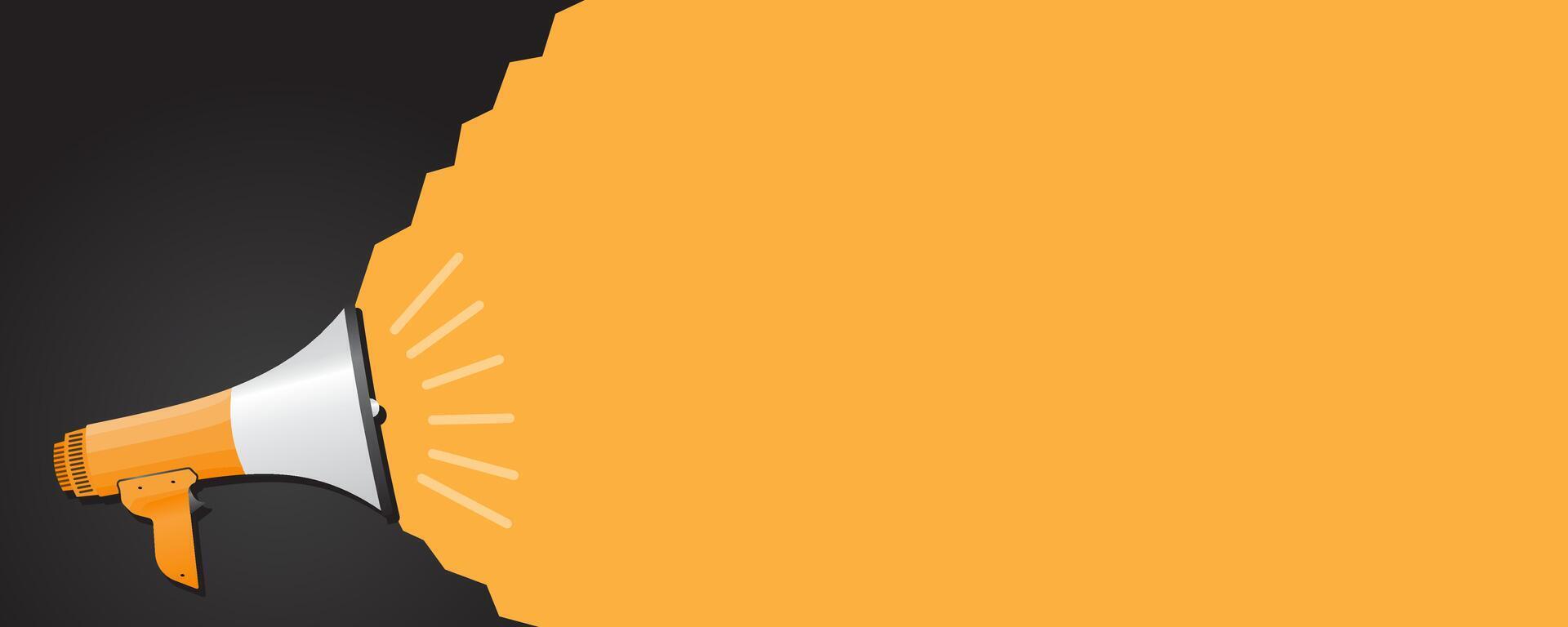 yellow megaphone in black and yellow background banner template for business news, banners, hiring posts vector