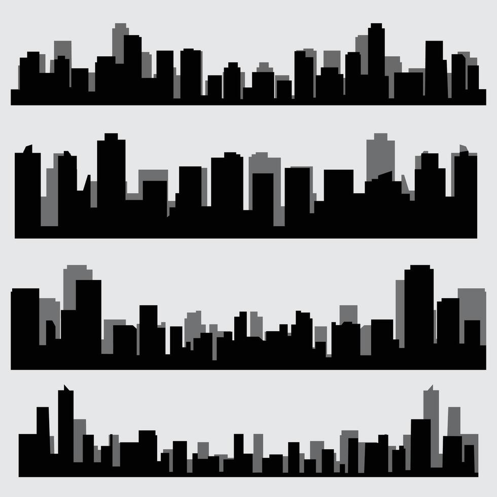 Urban Skyline Silhouettes Perfect for Posters and Digital Art vector