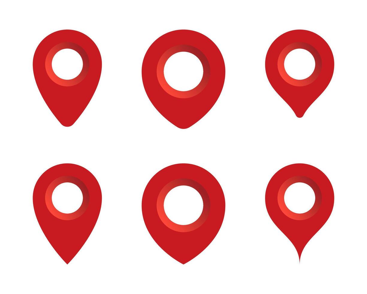 Location, map pointer icon set in flat design. Place marker sign symbol vector